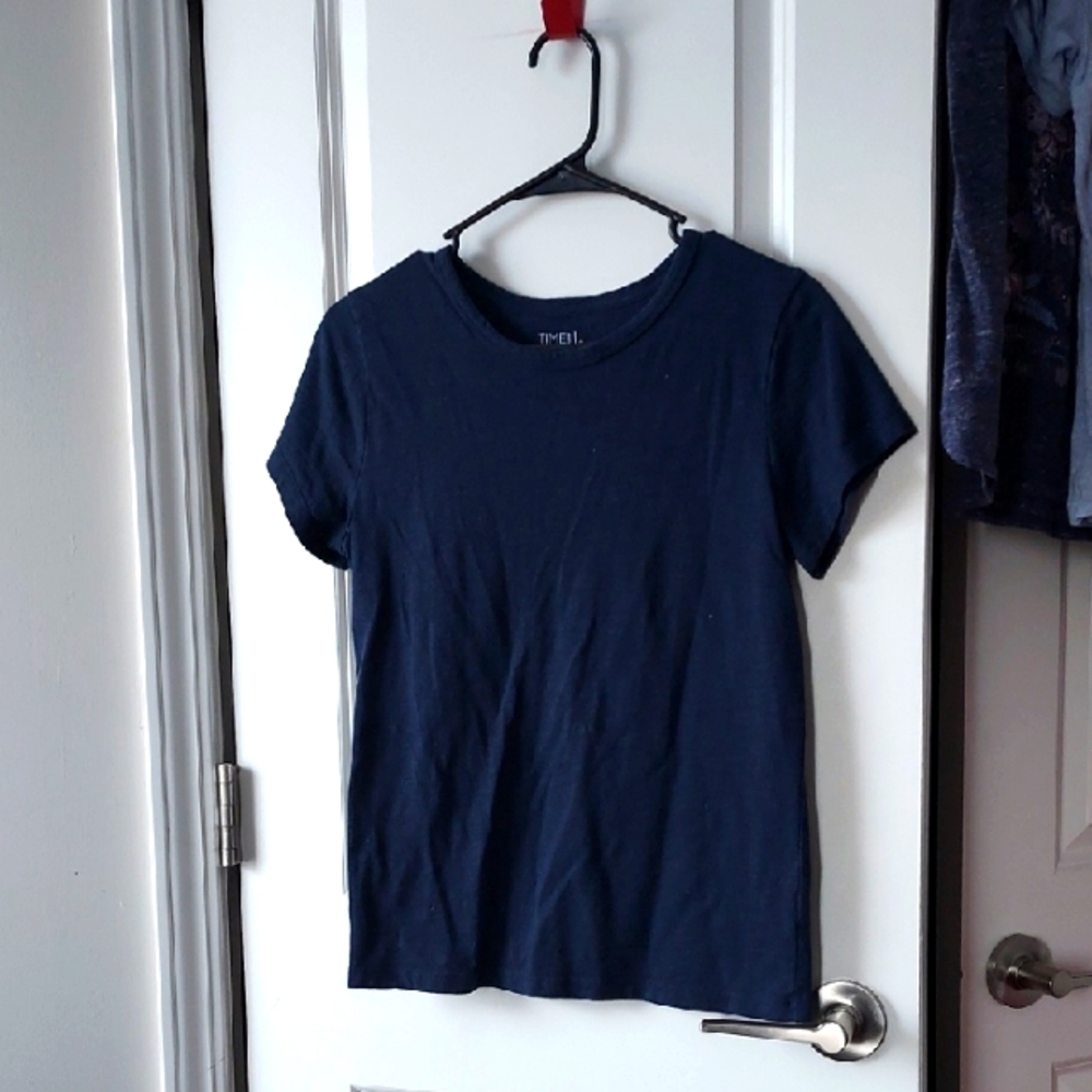 Time & Tru Short Sleeve Top Small Blue